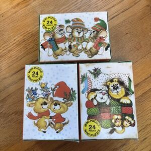 Vintage‎ Schmid Mini Puzzle Set Of 3 Christmas, 24 Piece Complete New In Box